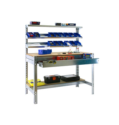 Werkbank SIMONWORK BT1 BOX silber 1 Schublade 121,0 x 61,0 x 144,5 cm