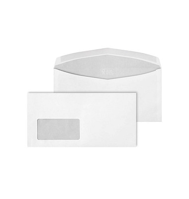 Kuvertierhüllen NATUR 26029, Din Lang+ (C6/5), 114x229mm, mit Fenster, nassklebend, 80g, recycling-weiß