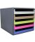 Schubladenbox  hellgrau, karamell, hellgrün, pink, blau 30057674BE, DIN A4 mit 5 Schubladen