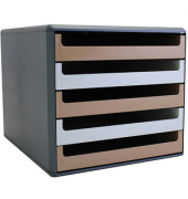 Schubladenbox  karamell, vanille 30057677BE, DIN A4 mit 5 Schubladen