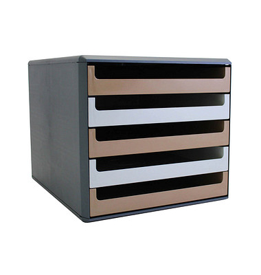 Schubladenbox  karamell, vanille 30057677BE, DIN A4 mit 5 Schubladen