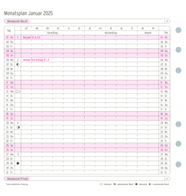 Kalendereinlage 50515, Monatsplan, 1 Monat / 1 Seite, 96x172mm (Midi), 2025