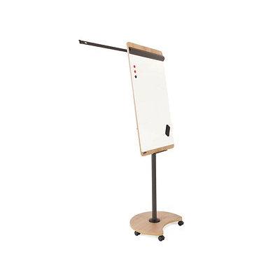 Flipchart Natural Mobil, NAT0616, 67x105cm (BxH), eiche/wei&szlig;, mit Rollen, mit 2 Seitenarmen