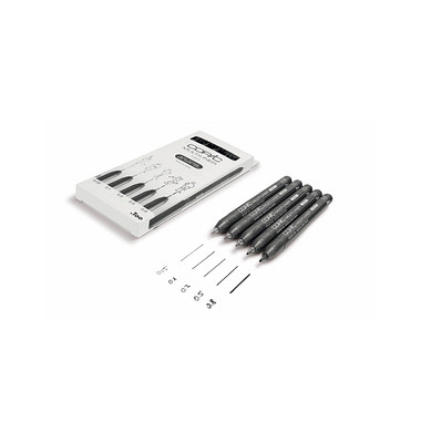 COPIC Multiliner Fineliner schwarz 0,05 + 0,1 + 0,3 + 0,5 + 0,8 mm