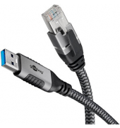 USB A 3.0RJ45 CAT 6 Kabel 5,0 m grau, schwarz