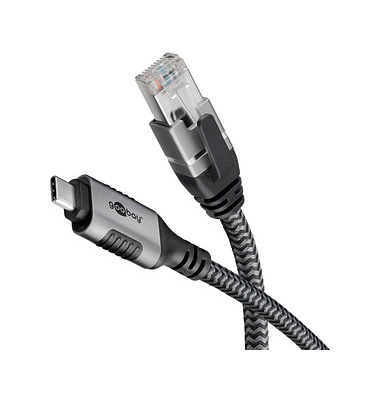USB C 3.1RJ45 CAT 6 Kabel 2,0 m grau, schwarz