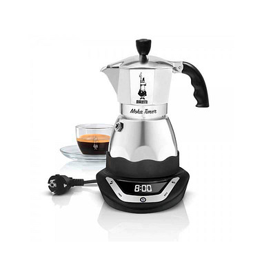 Moka Timer Espressokocher elektrisch gelb, 6 Tassen