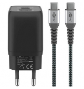 Ladekabel mit Adapter schwarz 1,0 m, 65 Watt