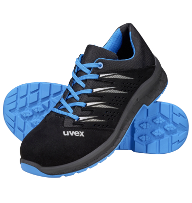 Sicherheitsschuhe uvex 2 trend, S1, SRC, ESD, Unisex, schwarz/blau, Weite 11, Gr&ouml;&szlig;e 41