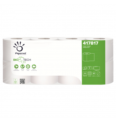 Toilettenpapier BioTech 417817, 3-lagig, weiß, 250 Blatt / Rolle,