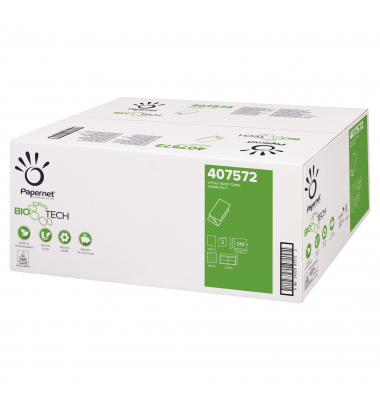 Falthandt&uuml;cher BioTech 407572, 22x21cm, 2-lagig, Zickzack (V-Falz), wei&szlig;, Tissue