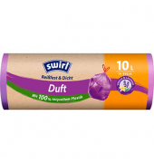 Müllbeutel 7239 Reißfest & Dicht Duft, lila, 10 Liter, mit Zugband, stark
