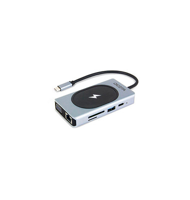 USB-C 10-in-1 USB-Ladestation silber, 100 Watt