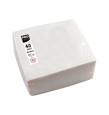Servietten SV623801I, wei&szlig; / Uni, 2-lagig, 38x38cm