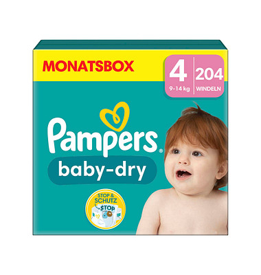 Windeln baby-dry™ Monatsbox Größe Gr.4 (9-14 kg) für Babys und Kleinkinder (4-18 Monate)