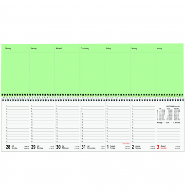 Schreibtischquerkalender 136-0011, 1 Woche / 2 Seiten, 36,2x10,6cm, 2025