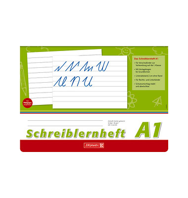 Schreiblernheft 10-44001 / Lineatur A1, A4 quer, 90g, grün