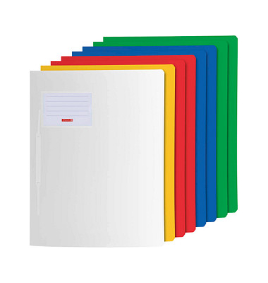 Schnellhefter FACT!pp 102015096, A4, 1x weiss/1x gelb/2x rot/2x blau und 2x grün, Polypropylen (PP), Vorderdeckel transluzent Schnellhefter FACT!pp 102015096, A4, 1x weiss/1x gelb/2x rot/2x blau und 2x grün, Polypropylen (PP), Vorderdeckel transluzent