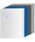 Schnellhefter FACT!pp 102015097, A4, 2x weiss/2x blau/2x grau und 2x silber, Polypropylen (PP), Vorderdeckel transluzent