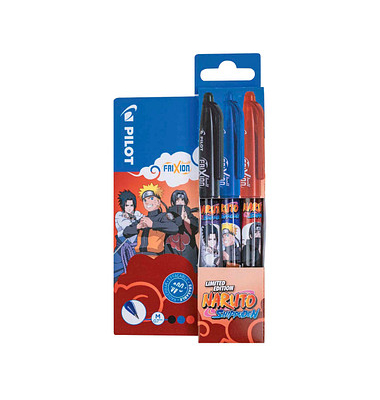 FRIXION Ball Naruto Tintenroller farbsortiert mit Muster 0,35 mm, Schreibfarbe: farbsortiert
