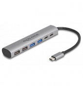 USB-Hub 6-fach grau