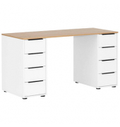 Schreibtischkombination Elma 701966, 73,8cm (H), 129,5x80cm (BxT), rechteckig, weiß    eiche / weiß