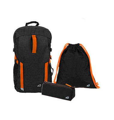 Schulrucksack Kunstfaser schwarzorange Schulrucksack Kunstfaser schwarzorange