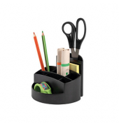 Schreibtisch-Organizer RONDO KARMA öko-schwarz 100% Recyclingmaterial 9 Fächer 14,0 x 14,0 x 10,9 cm