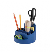 Schreibtisch-Organizer RONDO KARMA öko-blau 100% Recyclingmaterial 9 Fächer 14,0 x 14,0 x 10,9 cm