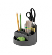Schreibtisch-Organizer RONDO KARMA öko-grau 100% Recyclingmaterial 9 Fächer 14,0 x 14,0 x 10,9 cm