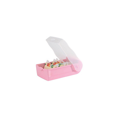 CROCO Karteikasten DIN A8 für 500 Karteikarten pastellrosa-transparent mit Deckel