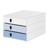 Schubladenbox styroval pro feelings Snowflake  weiß, blau 14-8050.Sn, DIN C4 mit 3 Schubladen