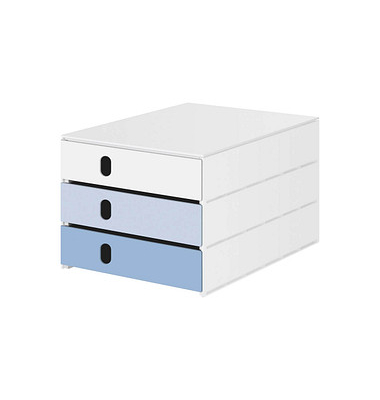 Schubladenbox styroval pro feelings Snowflake  weiß, blau 14-8050.Sn, DIN C4 mit 3 Schubladen