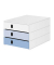Schubladenbox styroval pro feelings Snowflake  weiß, blau 14-8050.Sn, DIN C4 mit 3 Schubladen