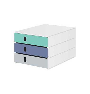 Schubladenbox styroval pro feelings Sea Shore weiß, blau, grau 14-8050.Au, DIN C4 mit 3 Schubladen Schubladenbox styroval pro feelings Sea Shore weiß, blau, grau 14-8050.Au, DIN C4 mit 3 Schubladen