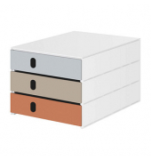 Schubladenbox styroval pro feelings, Pebbles  grau, braun, rot 14-8050.Pe, DIN C4 mit 3 Schubladen