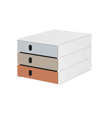 Schubladenbox styroval pro feelings, Pebbles grau, braun, rot 14-8050.Pe, DIN C4 mit 3 Schubladen Schubladenbox styroval pro feelings, Pebbles grau, braun, rot 14-8050.Pe, DIN C4 mit 3 Schubladen