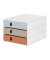 Schubladenbox styroval pro feelings, Pebbles  grau, braun, rot 14-8050.Pe, DIN C4 mit 3 Schubladen