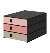 Schubladenbox styroval pro feelings Afterglow  rosa, grau 14-8050.Af, DIN C4 mit 3 Schubladen