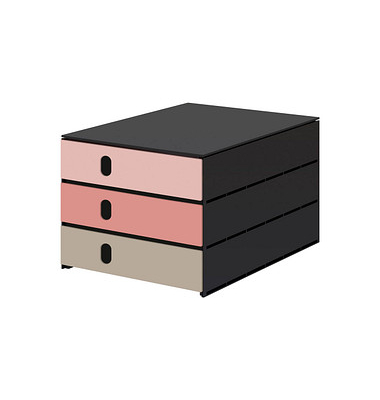 Schubladenbox styroval pro feelings Afterglow  rosa, grau 14-8050.Af, DIN C4 mit 3 Schubladen