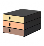 Schubladenbox styroval pro feelings Birdy  gelb, orange, braun 14-8050.Bi, DIN C4 mit 3 Schubladen