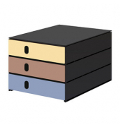 Schubladenbox styroval pro feelings Midnightsun  gelb, braun, blau 14-8050.Mi, DIN C4 mit 3 Schubladen