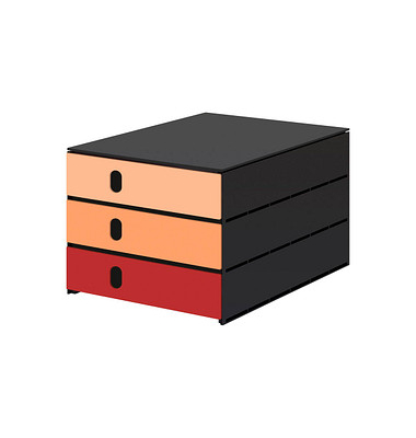 Schubladenbox styroval pro feelings, Poppy  orange, rot 14-8050.Po, DIN C4 mit 3 Schubladen