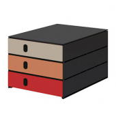 Schubladenbox styroval pro feelings Hedgehog  grau, rot 14-8050.He, DIN C4 mit 3 Schubladen