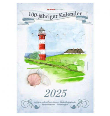 Bildkalender 103481, 100-jähriger, 1 Monat / 1 Seite, 23,7x34cm, 2025
