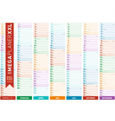 Streifenkalender 103636, Megaplaner XXL, 1 Monat / 1 Seite, 75x85cm, 2025