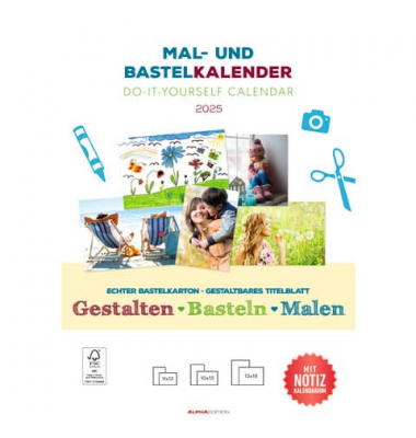 Bastelkalender 103653, Foto-Bastelkalender, 1 Monat / 1 Seite, 21x29,7cm (A4), 2025