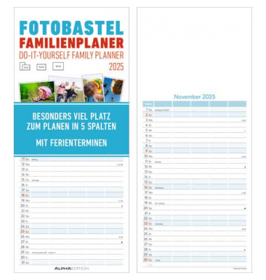 Familienkalender 103648, Foto-Bastelkalender, 1 Monat / 1 Seite, 5 Spalten, 19,5x45cm , 2025 Familienkalender 103648, Foto-Bastelkalender, 1 Monat / 1 Seite, 5 Spalten, 19,5x45cm , 2025
