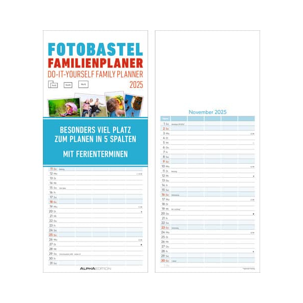 4069095006027 - Familienkalender 103648 Foto-Bastelkalender 1 Monat   1 Seite 5 Spalten 195x45cm  2025 4069095006027 ALPHA EDITION