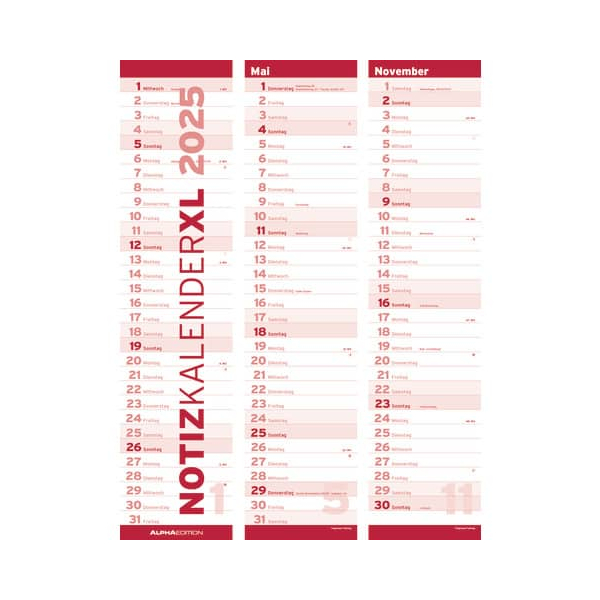 4069095005891 - Streifenkalender 103870 Notizkalender XL 1 Monat 1 Seite 113x79cm 2025 4069095005891 ALPHA EDITION 4069095005891 - Streifenkalender 103870 Notizkalender XL 1 Monat 1 Seite 113x79cm 2025 4069095005891 ALPHA EDITION